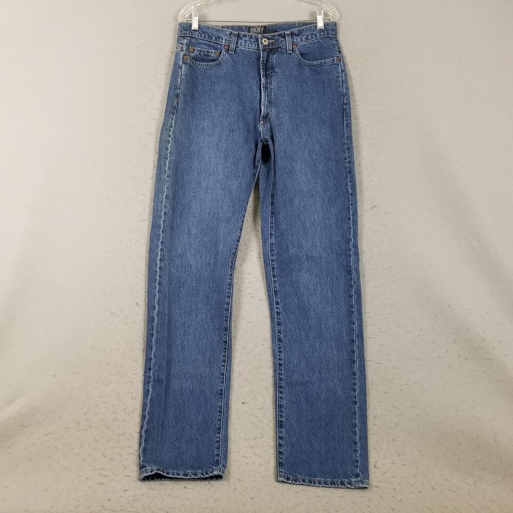 DKNY Jeans Mens 34x33 Blue Medium Wash Straight 100% Cotton Denim Pants Casual